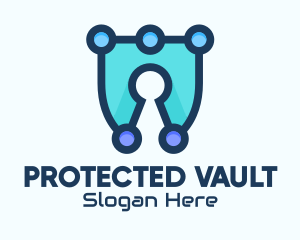 Blue Cyber Security Lock logo design