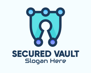 Blue Cyber Security Lock logo design