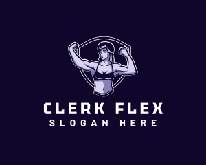 Woman Fitness Muscle logo design