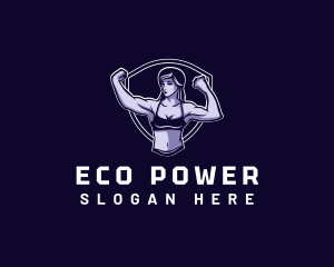 Woman Fitness Muscle logo design