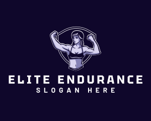 Woman Fitness Muscle logo design