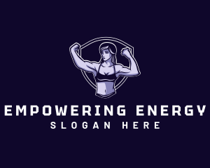 Woman Fitness Muscle logo design