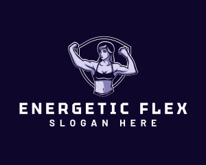 Woman Fitness Muscle logo design