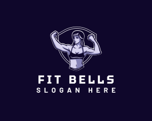 Woman Fitness Muscle logo design