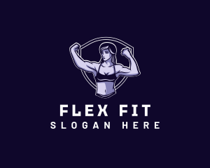 Woman Fitness Muscle logo design