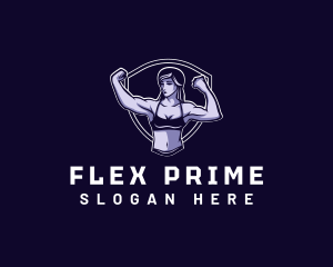 Woman Fitness Muscle logo