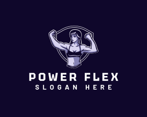 Woman Fitness Muscle logo design