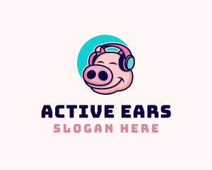 Piglet Headphone Music logo design