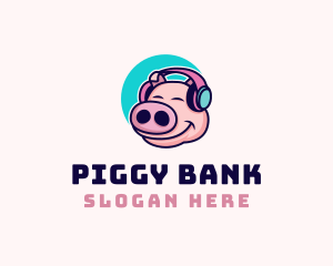 Piglet Headphone Music logo design