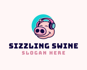 Piglet Headphone Music logo design