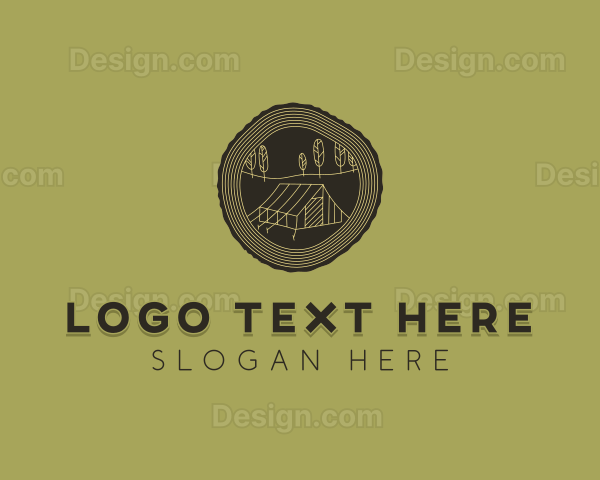 Wood Log Tent Camping Logo