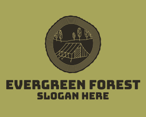Wood Log Tent Camping logo