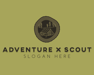 Wood Log Tent Camping logo design