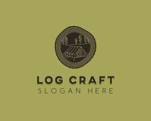 Wood Log Tent Camping logo design