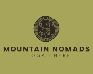 Wood Log Tent Camping logo design