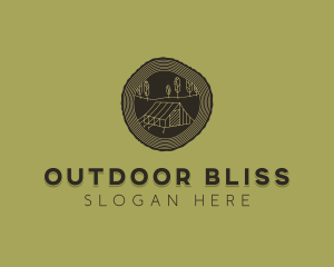 Wood Log Tent Camping logo design