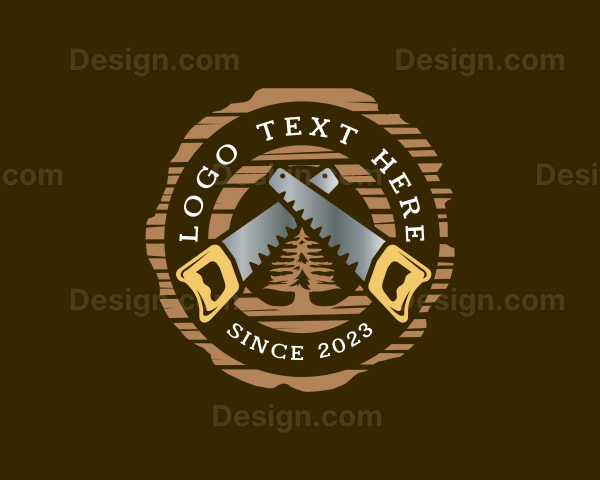 Wooden Saw Carpenter Logo