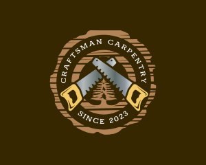 Wooden Saw Carpenter logo design