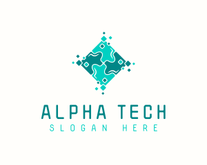 Tech Puzzle Pixel Technology logo design