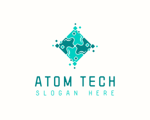 Tech Puzzle Pixel Technology logo design