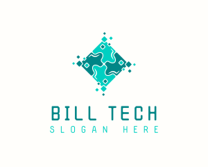 Tech Puzzle Pixel Technology logo design