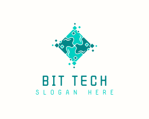 Tech Puzzle Pixel Technology logo design