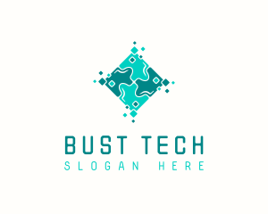 Tech Puzzle Pixel Technology logo design