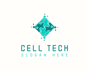 Tech Puzzle Pixel Technology logo design