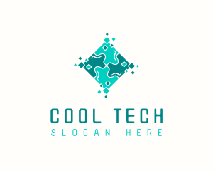 Tech Puzzle Pixel Technology logo design