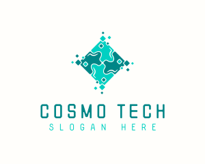 Tech Puzzle Pixel Technology logo design