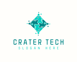 Tech Puzzle Pixel Technology logo design