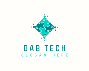 Tech Puzzle Pixel Technology logo design