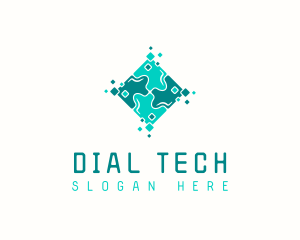 Tech Puzzle Pixel Technology logo design