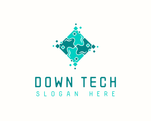 Tech Puzzle Pixel Technology logo design