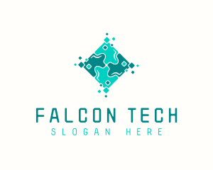 Tech Puzzle Pixel Technology logo design