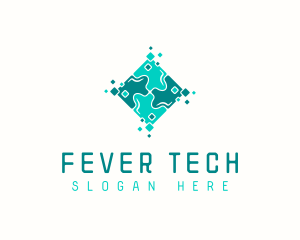 Tech Puzzle Pixel Technology logo design