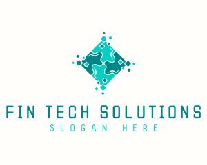 Tech Puzzle Pixel Technology logo design