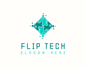 Tech Puzzle Pixel Technology logo design