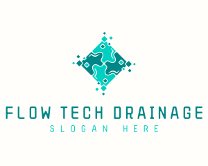 Tech Puzzle Pixel Technology logo design