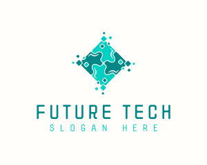 Tech Puzzle Pixel Technology logo design