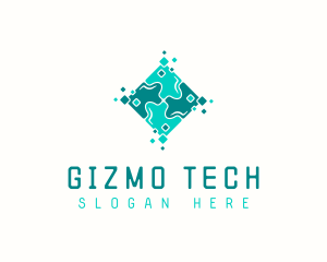 Tech Puzzle Pixel Technology logo design