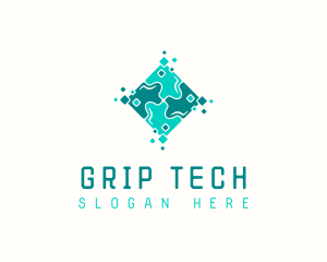 Tech Puzzle Pixel Technology logo design