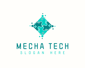 Tech Puzzle Pixel Technology logo design