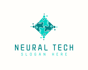 Tech Puzzle Pixel Technology logo design