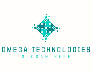 Tech Puzzle Pixel Technology logo design