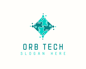 Tech Puzzle Pixel Technology logo design