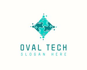 Tech Puzzle Pixel Technology logo design