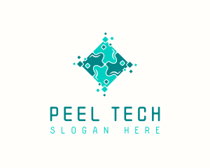 Tech Puzzle Pixel Technology logo design