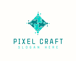 Tech Puzzle Pixel Technology logo design