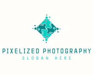 Tech Puzzle Pixel Technology logo design